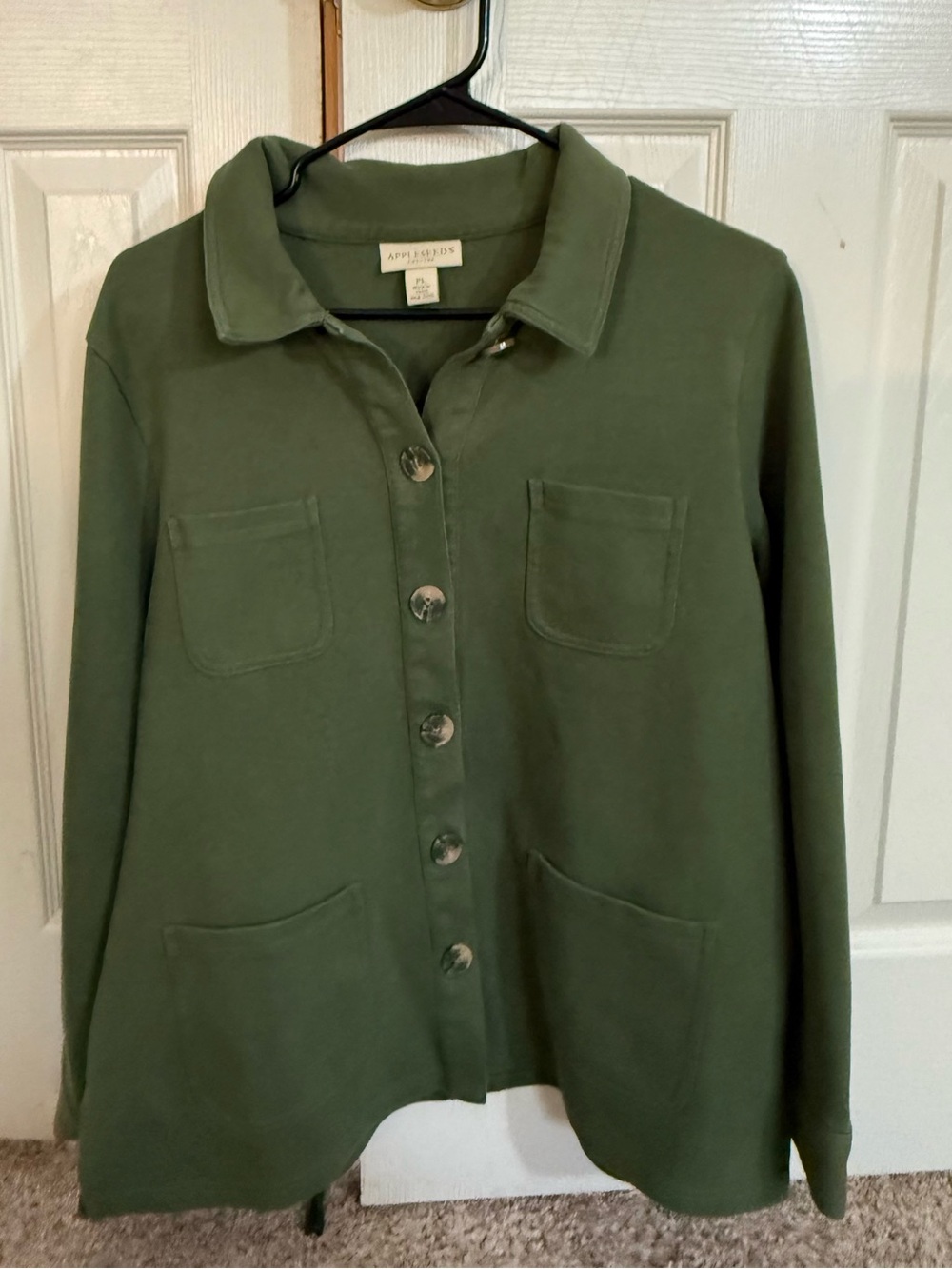 Appleseed’s Petites Olive Green Knit Chore Jacket PL